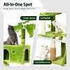 65in Tall Cat Tree with Leaves, Green Cat Tower with Scratching Post,Hanging Hammock,Cozy Perch - 4 of 4