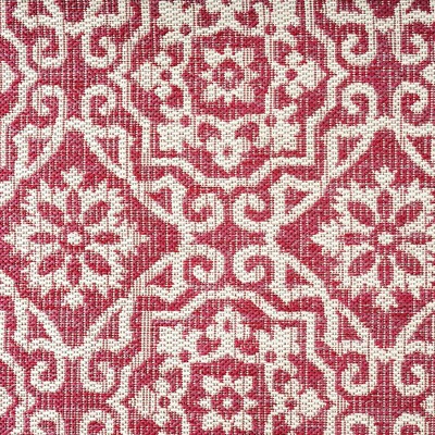 Red and Ivory Geometric Synthetic 8' x 10' Reversible Area Rug