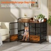 ELJGET Dog Crate Furniture with 2 Adjustable Bowls, Wooden Kennel Table with Double Doors, Indoor Dog House, Rustic Brown - 3 of 4