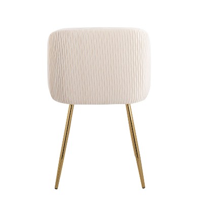 White Velvet Upholstered Arm Chair with Metal Legs