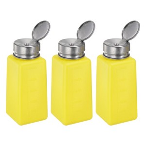 Unique Bargains Plastic Makeup Remover Nail Polish Push Down Alcohol Dispenser Bottles 3 Pcs 8.5oz Yellow - 1 of 4