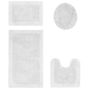 Edge Bath Rug 100% Premium Cotton Ultra-Soft Water Absorbent Tufted Solid Reversible 4 Piece Bathroom Rug Set for Machine Washable Bathmat - 1 of 2