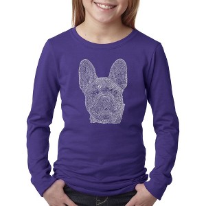 LA Pop Art Girl's Word Art Long Sleeve - French Bulldog - 1 of 4