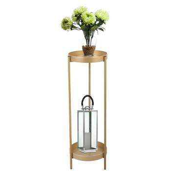 2 Tier Plant Stand Plant Holders Indoor Stand With 2 Round Trays Anti Slip Leg 33 Pound Support Metal Potted Plant Holder Shelf