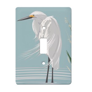 RightSide Designs White Egret Ceramic Single Toggle Switchplate - 1 of 3