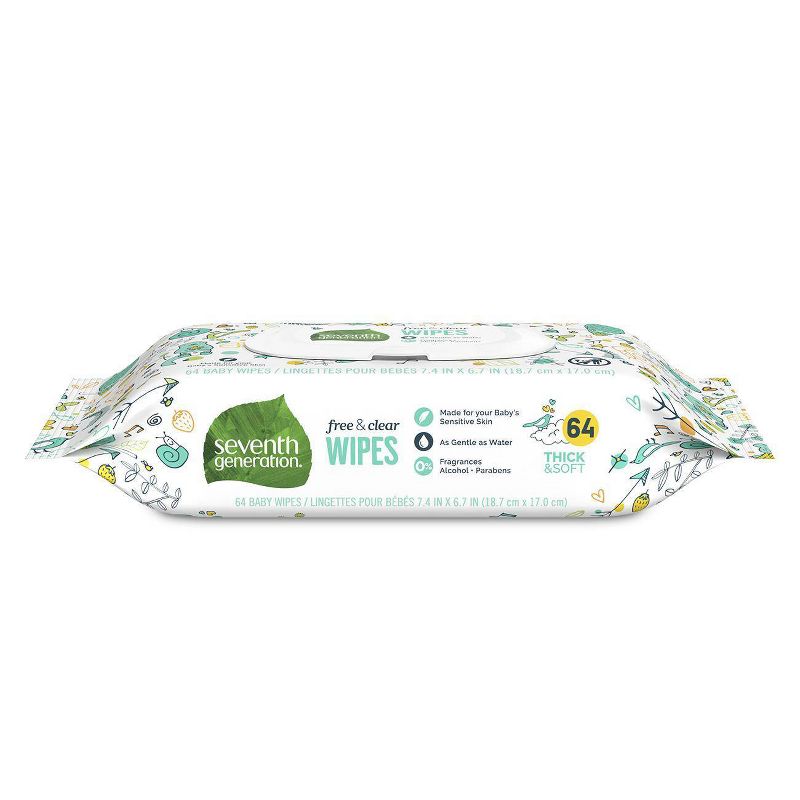 Seventh Generation Free &#38; Clear Baby Wipes with Flip-Top Dispenser - 64ct, 3 of 13