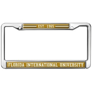 Florida International School Logo Full Size Standard License Plate Metal Frame - 1 of 4