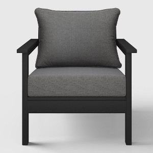WestinTrends Avalon Black Outdoor Modern HDPE Patio Club Chair with Deep Seat Cushions - 1 of 4