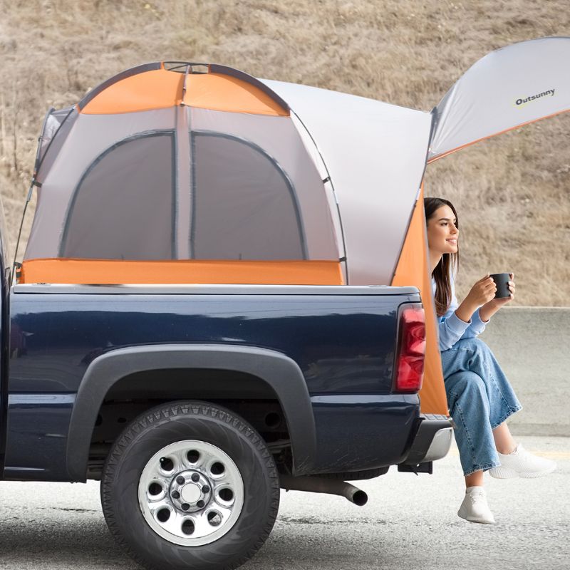 Outsunny Truck Bed Tent for 5'-5.5' Bed with Awning, Portable Pickup Truck Tent for 2-3 Persons, 4 of 9