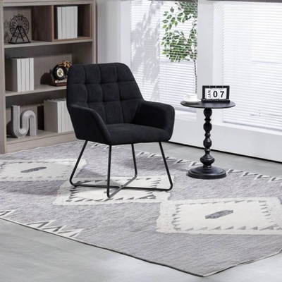CAVINAS Velvet Accent Chair with Adjustable Foot Nails and Metal Legs,Cozy Upholstered Living Room Chairs,Reading Chairs for Living Room