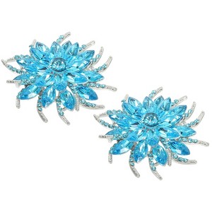 Unique Bargains Wedding Party Birthday Vintage Rhinestone Crystal Flower Lapel Brooch Pin 2 Pcs - 1 of 4