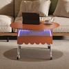 TIRAMISUBEST 27.6" Coffee Table with Round Lift-Top & Wheels, Multi-functional Side Table with LED Light & Hidden Storage - 4 of 4