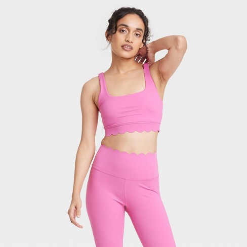 Women s Scallop Detail Sports Bra JoyLab Pink L