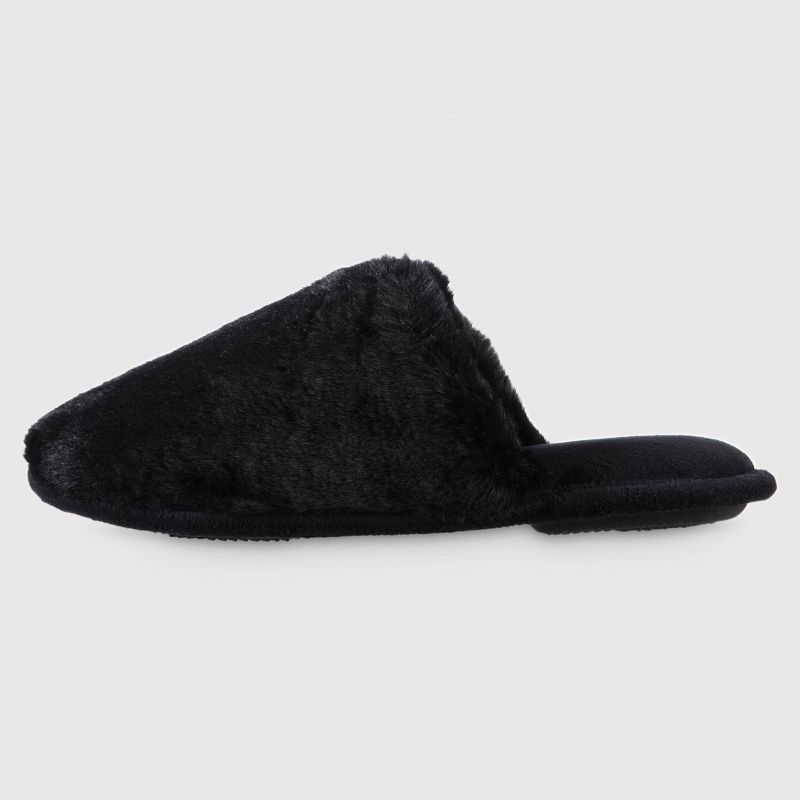 Isotoner Women&#39;s Faux Fur Shay Clog Slippers - Black S, 3 of 9