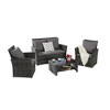 4-Piece Outdoor Patio Rattan Conversation Sofa Set with Tempered Glass Coffee Table - 3 of 4