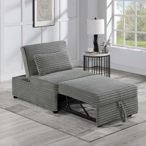 SKRAN Convertible Sleeper Couch Chair, Pull Out Sofa Bed Tufted Plush Seat with Backrest and Pillow for Bedroom, Living Room and Small Space - 1 of 4