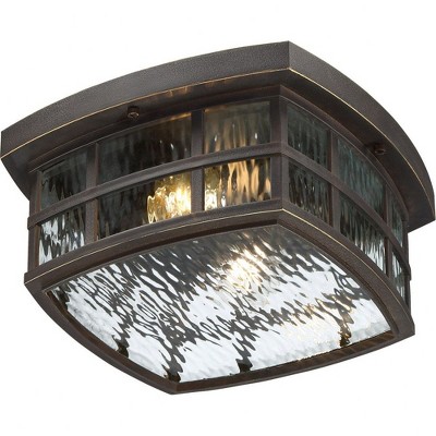 Stonington Palladian Bronze 12" Flush Mount Light with Clear Water Glass