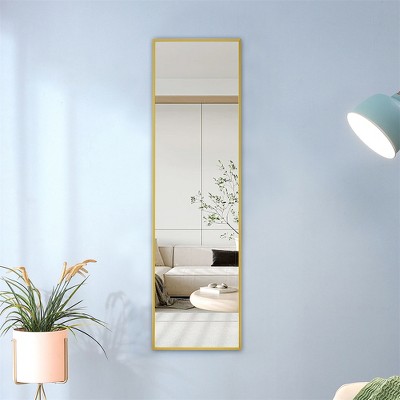 Full Length Mirror, Wall Mounted/ Floor Standing Dressing Mirror, Make Up Mirror With Wooden Frame For Bathroom