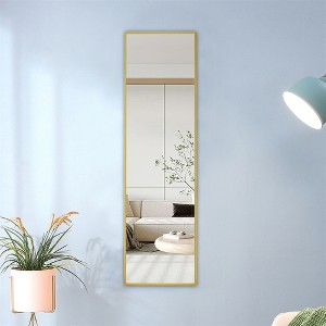 Full Length Mirror, Wall Mounted/ Floor Standing Dressing Mirror, Make Up Mirror With Wooden Frame For Bathroom - 1 of 4