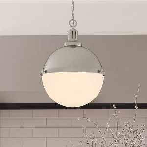 Urban Ambiance Luxury Modern Farmhouse Pendant,  17''H x 12''W,  Brushed Nickel Finish, ULB2001 - 1 of 4