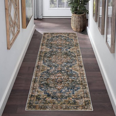 Boho Area Rug Washable Distressed Oriental Print Floor Carpet Vintage Persian Rug