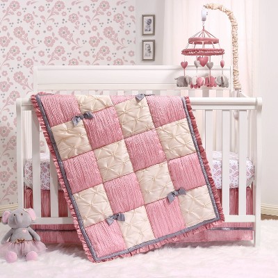 The Peanutshell Bella Pink Patchwork Quilt Baby Crib Bedding Set - 3pc
