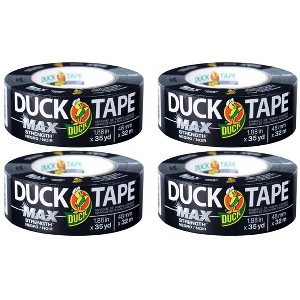 Duck Max Strength Duct Tape, Black, 3 Rolls, 1.88 Inch x 35 Yards Each - 1 of 4