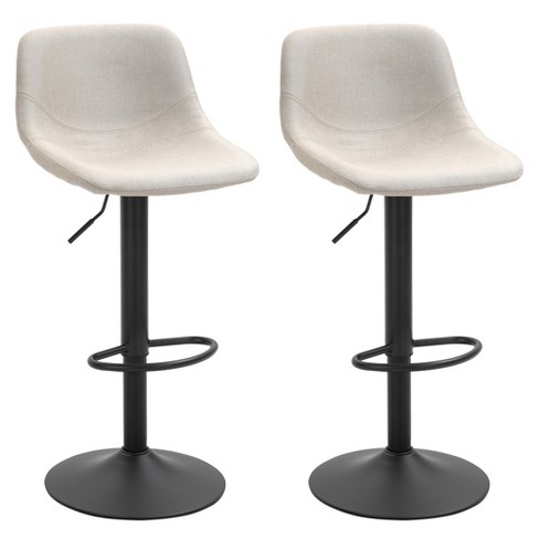 HOMCOM Modern Adjustable Bar Stools Set of 2, Swivel Fabric