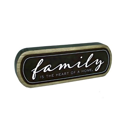 VIP Wood 12 in. Black Family Heart Tabletop Decor