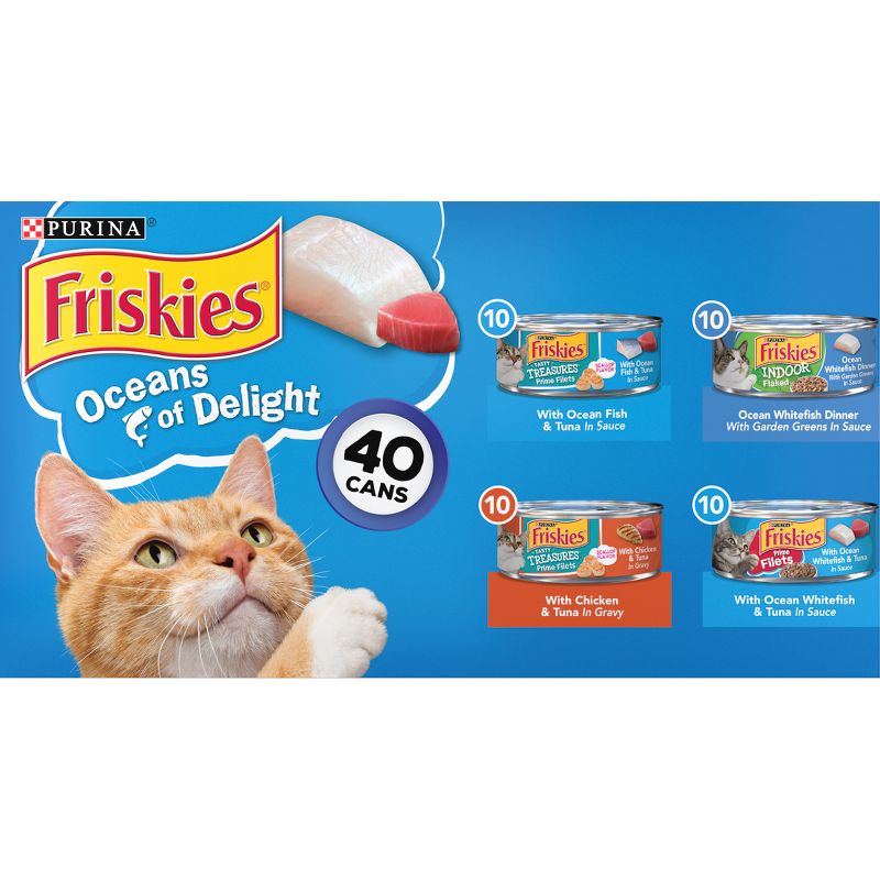 Friskies Oceans of Delight Fish Flavor Wet Cat Food - 5.5oz/40ct Variety Pack, 1 of 7