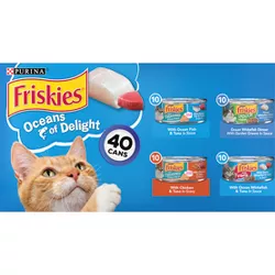 Friskies Oceans of Delight Fish Flavor Wet Cat Food - 5.5oz/40ct Variety Pack