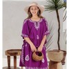 LA LEELA Women's House Daily Routine Evening Wear Short Sleeve Casual Bikini Cover-Up Vacation Mini Cover Ups for Women Dress 2X-3X Purple, Solid - 3 of 4