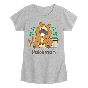 Girls' - Pokémon - Bidoof Cafe Fitted Short Sleeve Graphic T-Shirt - 1 of 3