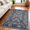 Gray And Blue Wool Geometric Hand Knotted Area Rug - 2 of 4