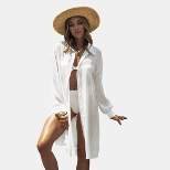 Women's Button Down Swim Cover-Up Top -Cupshe