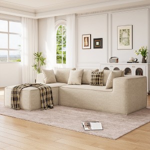 Modular Sectional Couches for Living Room, Cloud Sectional Couch with Deep Seat, L-Shape Sofa with Chaise, Upholstered for Bedroom, Chenille - 1 of 4