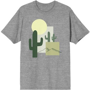 Natural World Cactus Scene Men's Heather Gray T-Shirt - 1 of 3