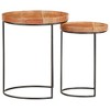 vidaXL 2 Piece Coffee Table Set Solid Acacia Wood and Steel - 3 of 4