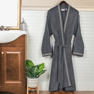 All-Season Unisex Cotton Terry Lounge Bathrobe with Embroidery by Blue Nile Mills - 1 of 4