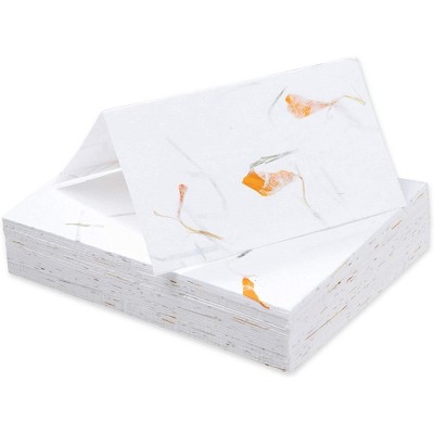 Sustainable Greetings 60-Pack Marigold Flower Handmade Blank Seating Tent Table Number Signs Place Cards, 2 x 3.5 in