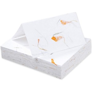 Sustainable Greetings 60-Pack Marigold Flower Handmade Blank Seating Tent Table Number Signs Place Cards, 2 x 3.5 in - 1 of 4