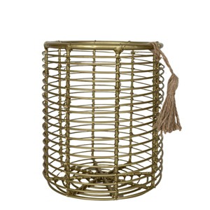 Utensil Caddy Brass Metal with Jute Tassel by Foreside Home & Garden - 1 of 4
