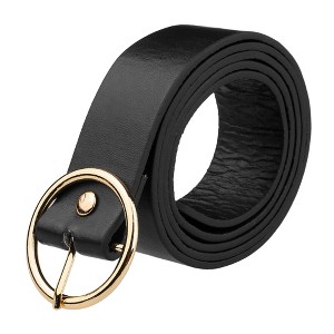 Elerevyo Women's PU Leather Belts Black Waist Belt with Pin Buckle for Jeans - 1 of 4