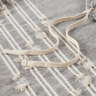 Gray Cotton Jacquard Full/Queen Duvet Cover Set with Shams