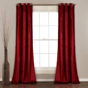 Home Boutique Prima Velvet Solid Light Filtering Grommet Window Curtain Panels Red 38x95 Set