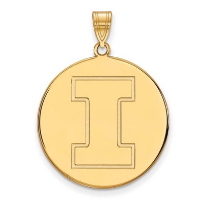 Black Bow Jewelry 10k Yellow Gold Illinois Fighting Illini NCAA Extra Large Pendant