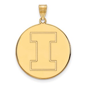 Black Bow Jewelry 10k Yellow Gold Illinois Fighting Illini NCAA Extra Large Pendant - 1 of 3