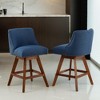 Leovsnove Counter Height Swivel Barstools Set of 2,26" H Seat Height Upholstered Bar Stools,Fabric Bar Stools with Back,Solid Wood Legs - 2 of 4