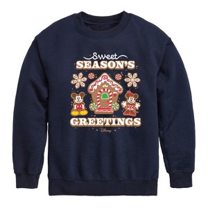 Boys' - Disney - Mickey and Minnie Sweet Seasons Greetings Christmas Graphic Long Sleeve Fleece Sweatshirt - 1 of 4