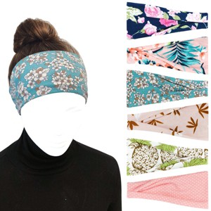 Wrapables Boho Vintage Floral Elastic Headbands for Sports, Yoga, Workouts, Facials (Set of 6), Classic - 1 of 4
